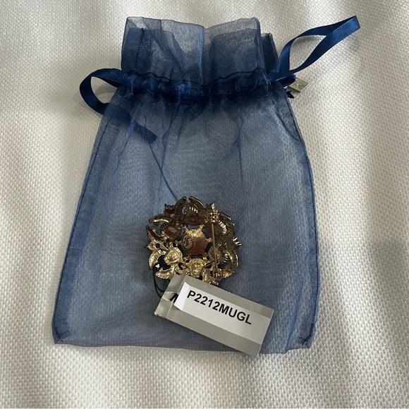 NWT Sequin Flower Blue & Green Rhinestones Peridot Crystals Vintage Brooch - Picture 4 of 4